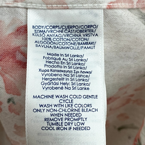 Chaps Womens Button Up Top Size 1X Floral Long Sleeve Cottagecore No Iron Office - Picture 4 of 8